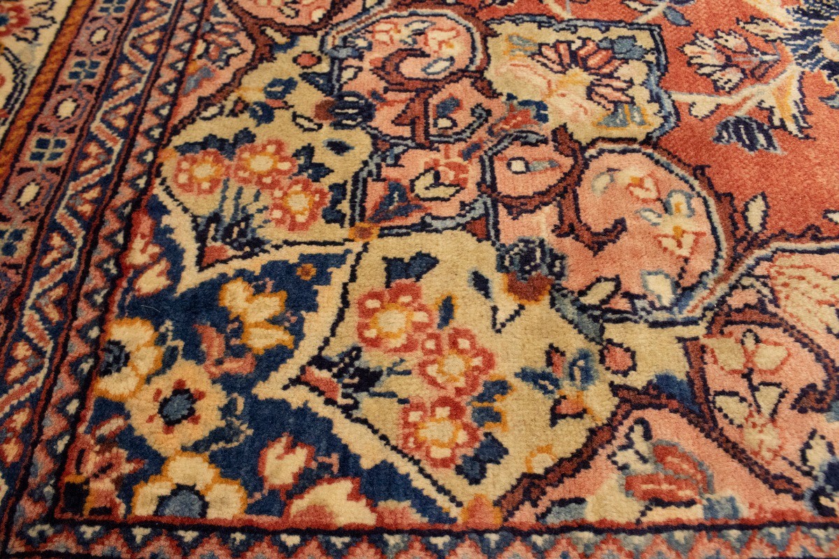 One-of-a-Kind Vintage Orange-Red Oriental Rug Oversized Floral Carpet 11X15 ft