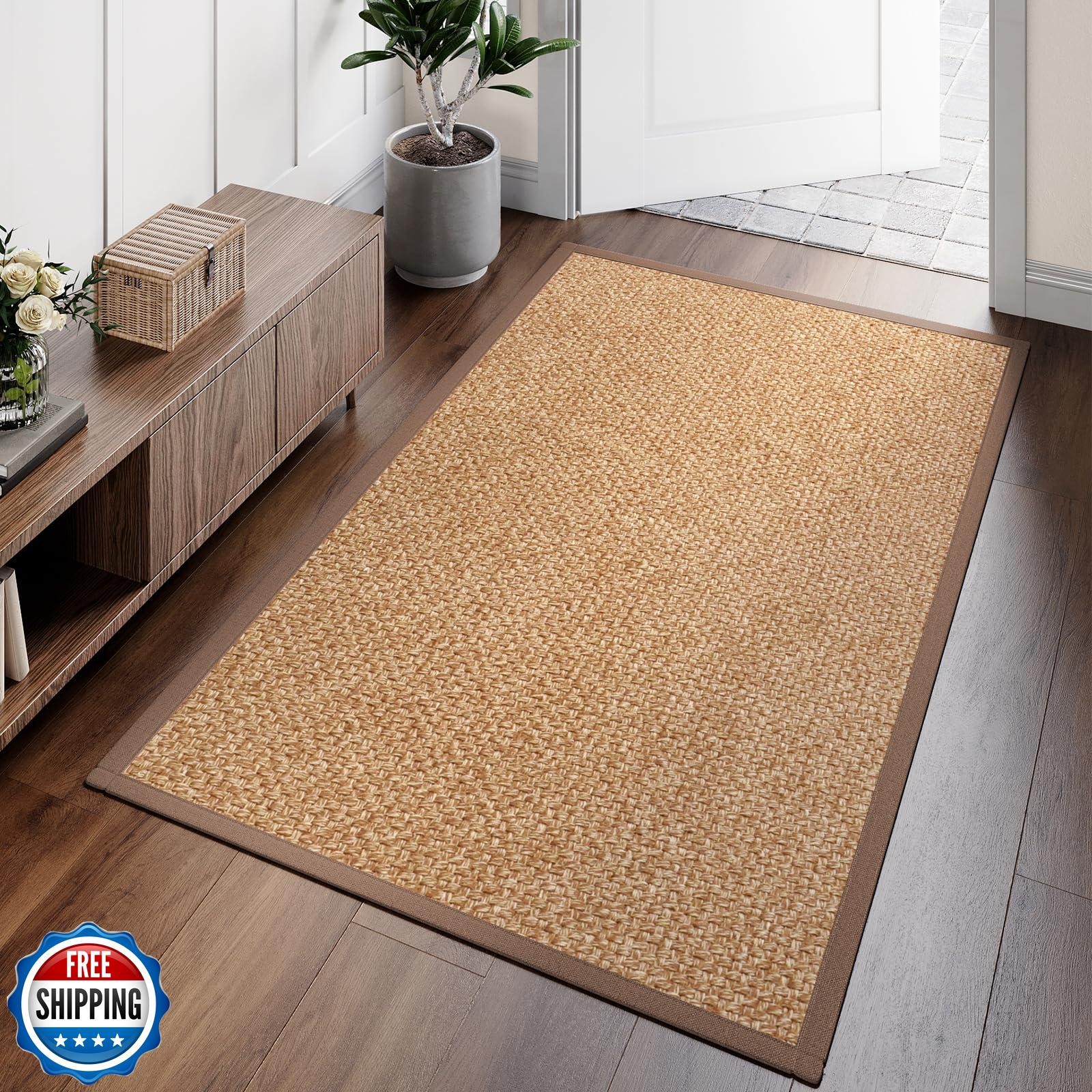 YDKGL Washable Runner Rug 3×5 Jute Like Entryway Indoor Runner Mat Rugs Non S