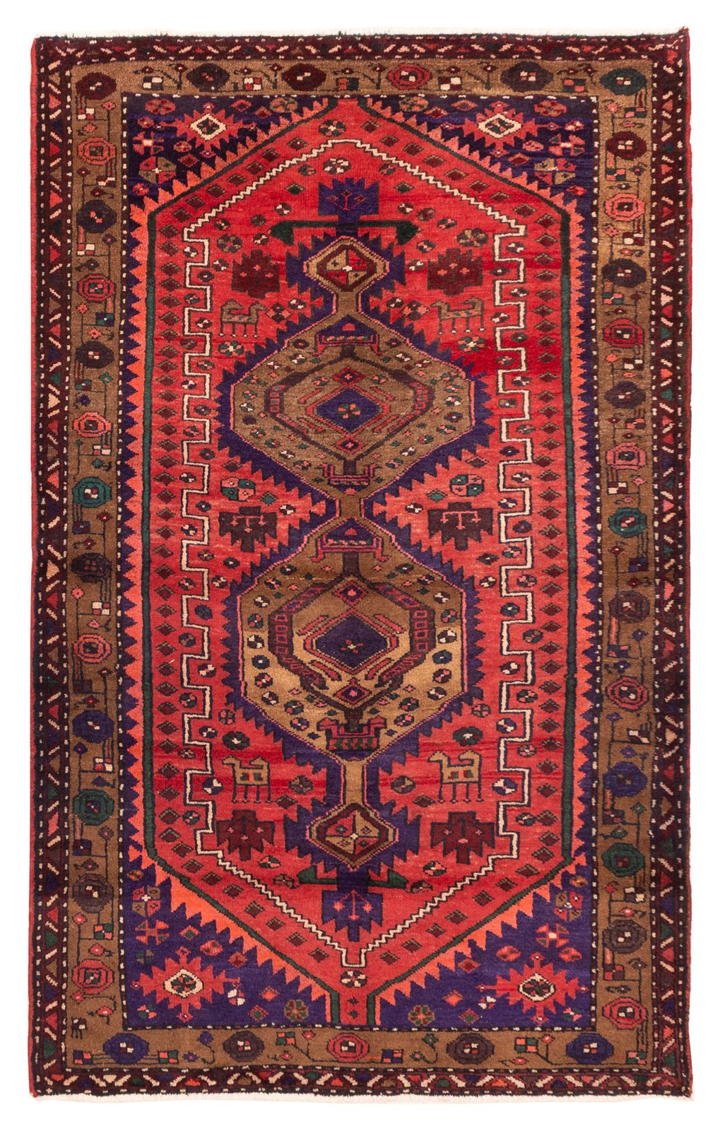Vintage 4’4″ x 7’3″ Traditional Hand Knotted Vegetable Dye Wool Area Rug