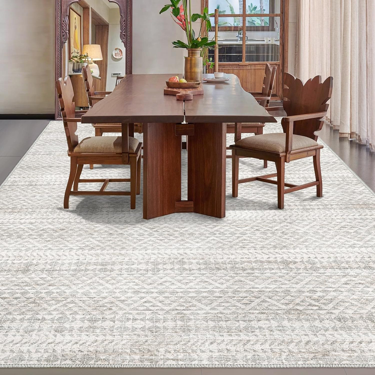 5’X7′ Machine Washable Abstract Design Area Rug, Non Slip, Stain Resistant, Non-