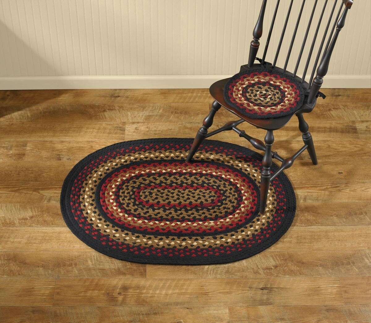 FOLK ART BRAIDED OVAL RUG, 32X42, PRIMITIVE RUSTIC, NEW, PARK DESIGNS