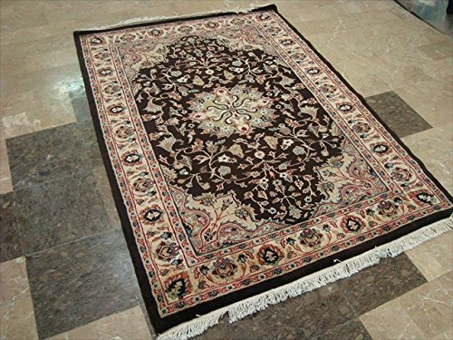 Area Rug Hot Brownie Choco Medallion Wool Silk Hand Knotted Indoor Carpet (6×4)’