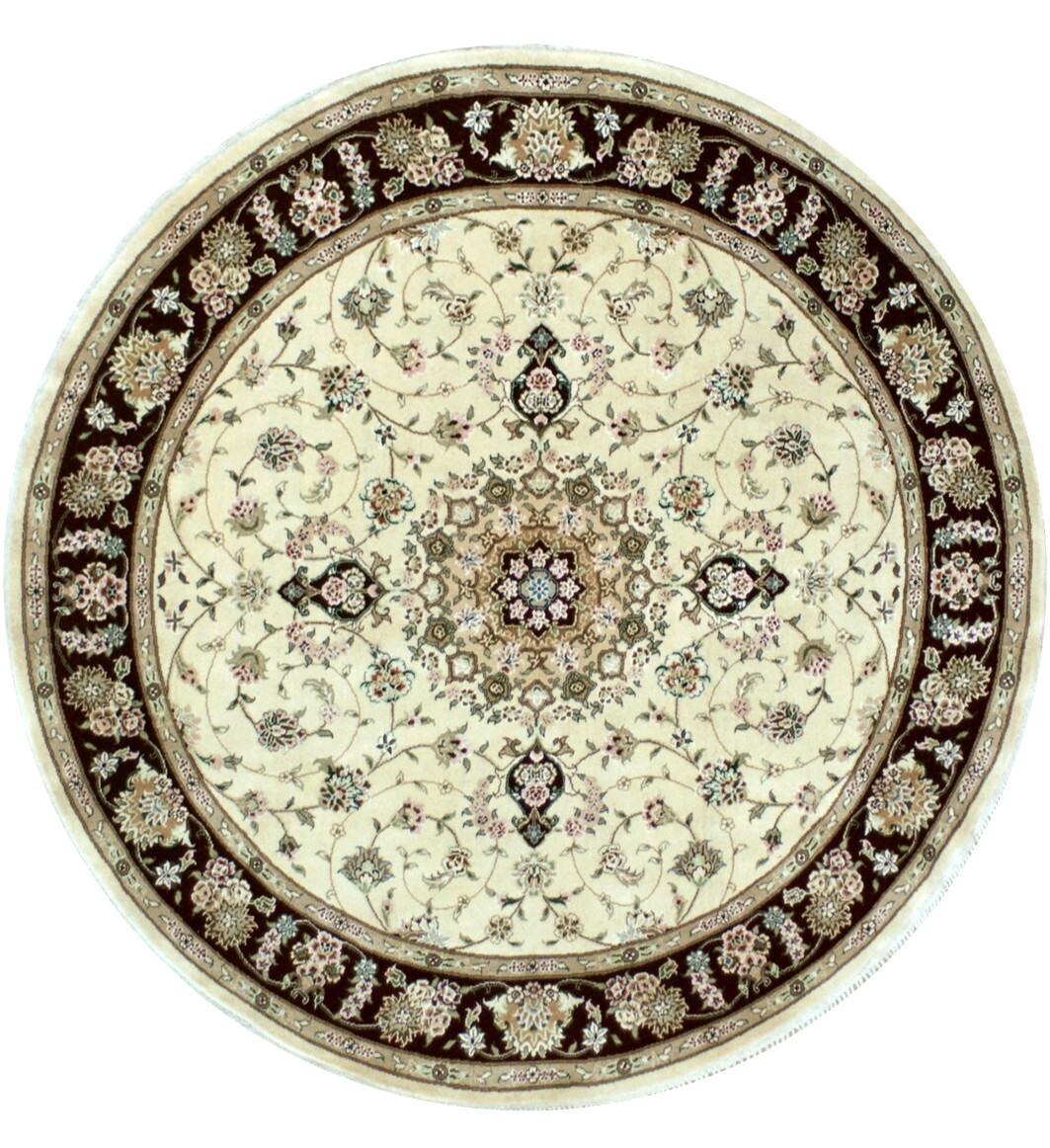 Brand New Tags Beautiful Handmade Wool Sino Tabrizz Round Rug 7’6×7’6 Tag $5,900