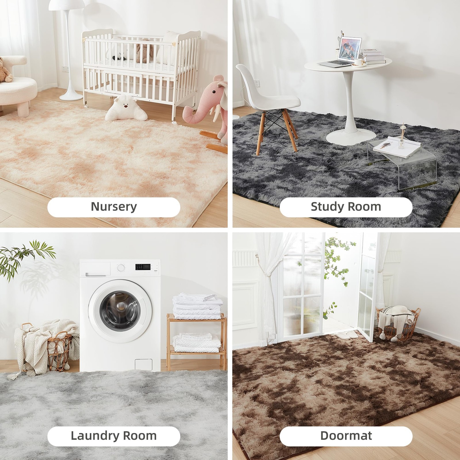 Litanika 9X12 Shag Area Rug For Living Room Bedroom Tie-Dyed Dark Grey High