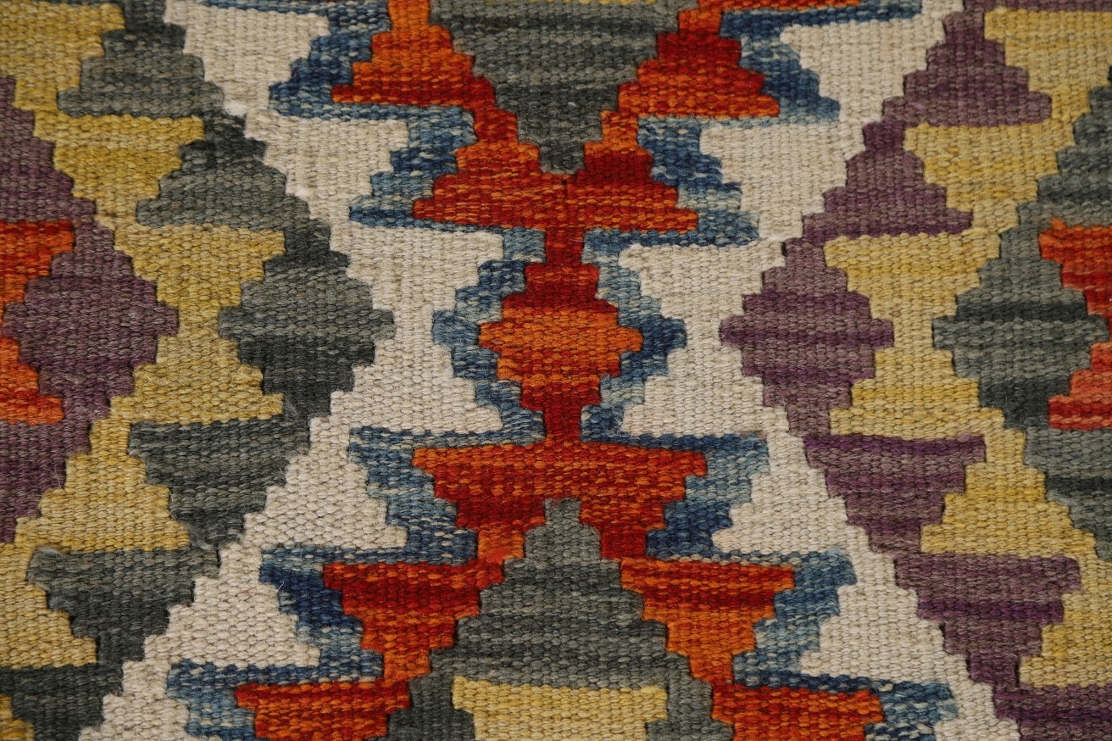 Reversible Kilim 4×6 ft. Tribal Geometric Oriental Rug Hand-woven Wool Carpet