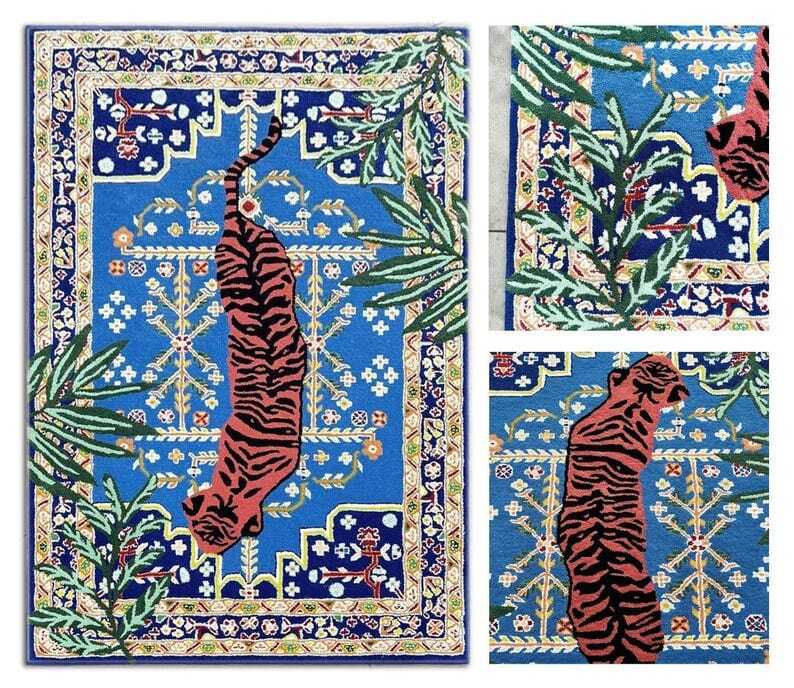Resting Leopard Hand-Tufted Wool Handmade Area Rug Carpet for Home, Living