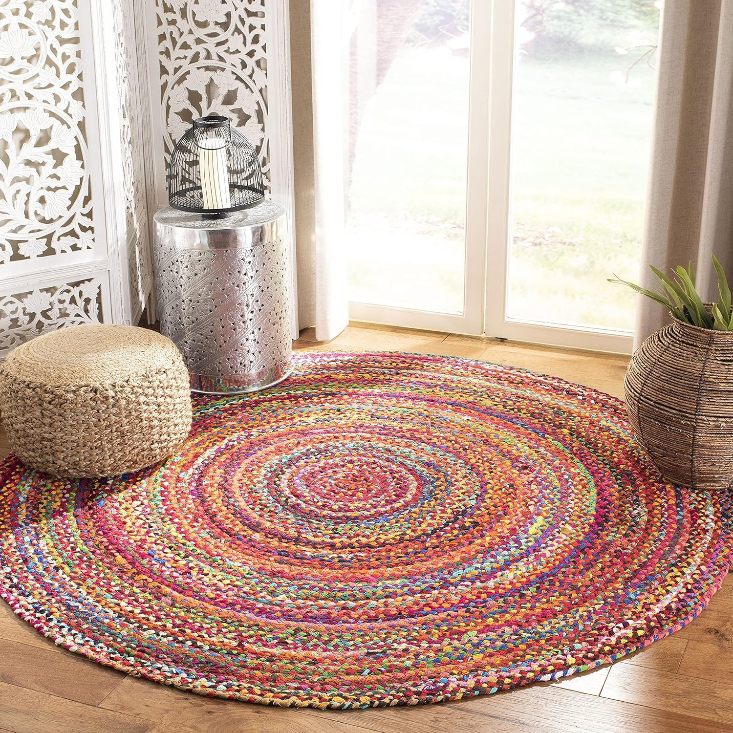 Braided Collection 7′ round Rust/Multi BRD452P Handmade Country Cottage Reversib
