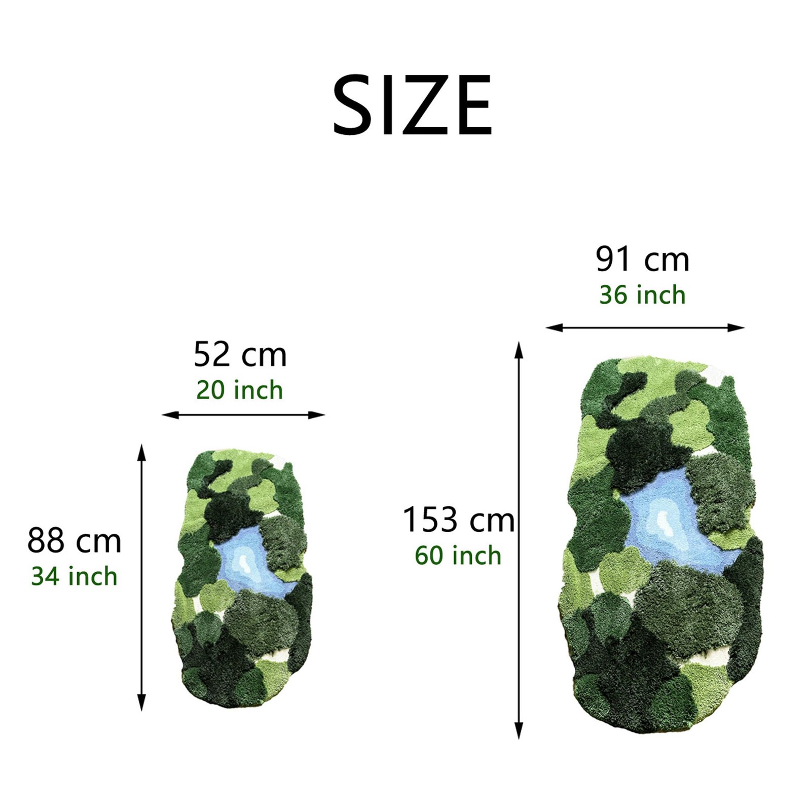 20×35 Inch 3D Moss Rug,Shag Carpet Leaf Area Bathroom Rugs Non Slip Bath Mat …