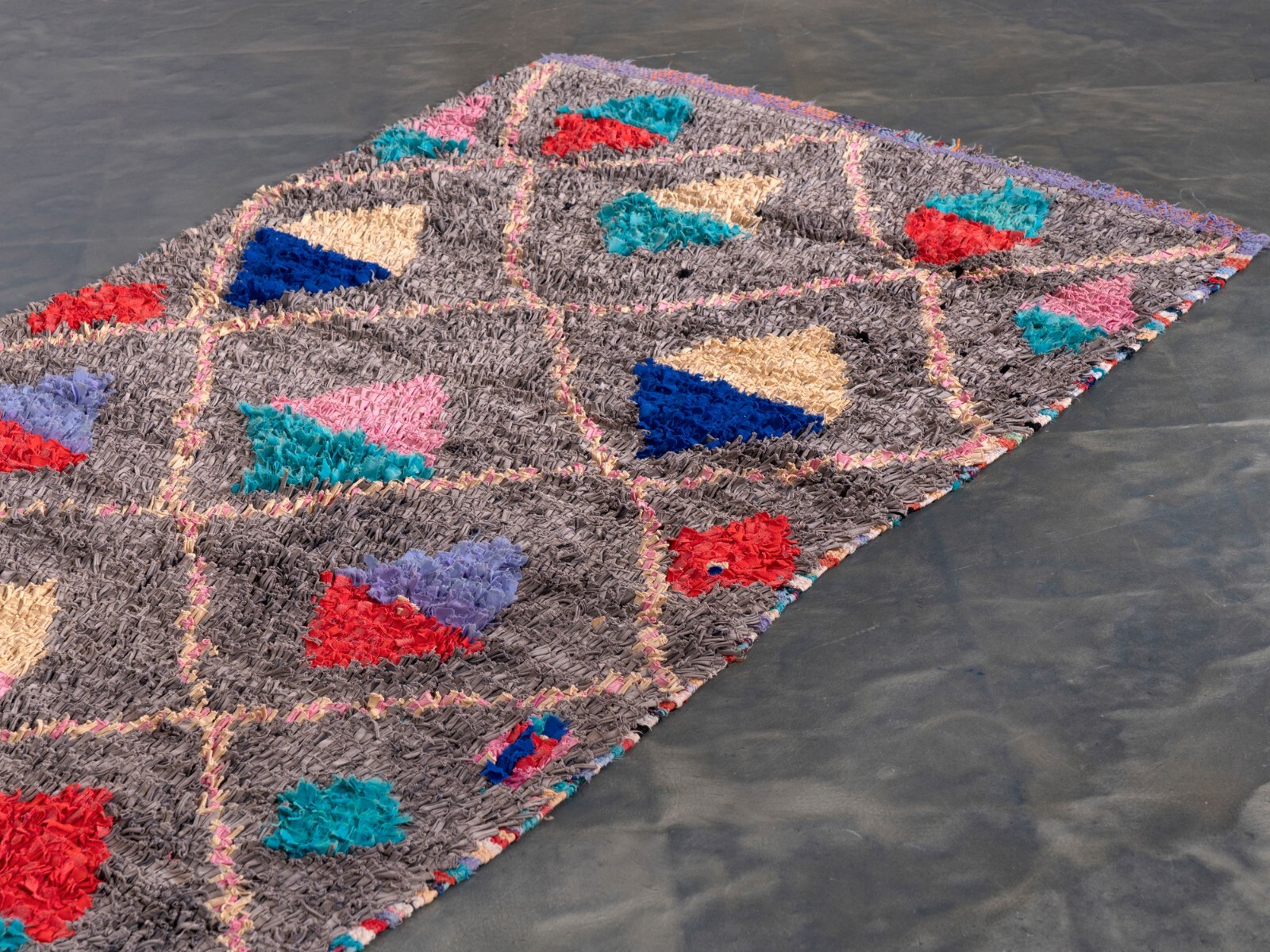 4×9 Moroccan Handmade Vintage Boucherouite Cotton Grey Area Rug Berber Rag Rug