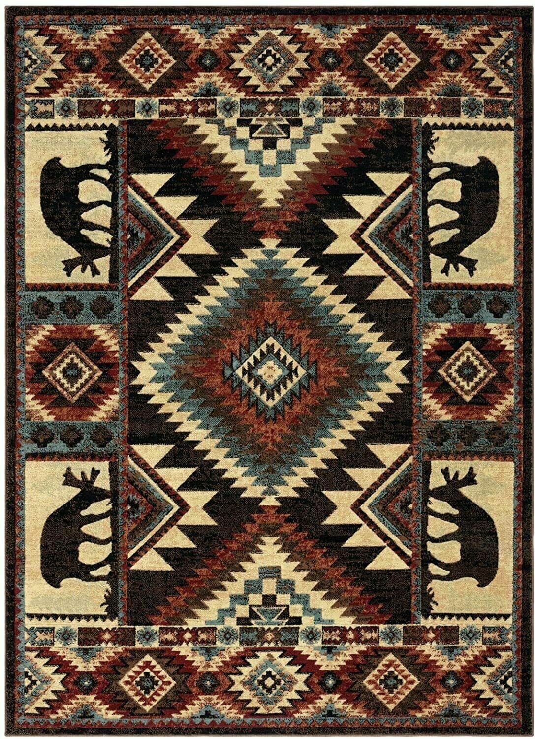 Southwest Area Rug Wildlife Rustic Cabin Lodge Country Farmhouse Living Room 5×7