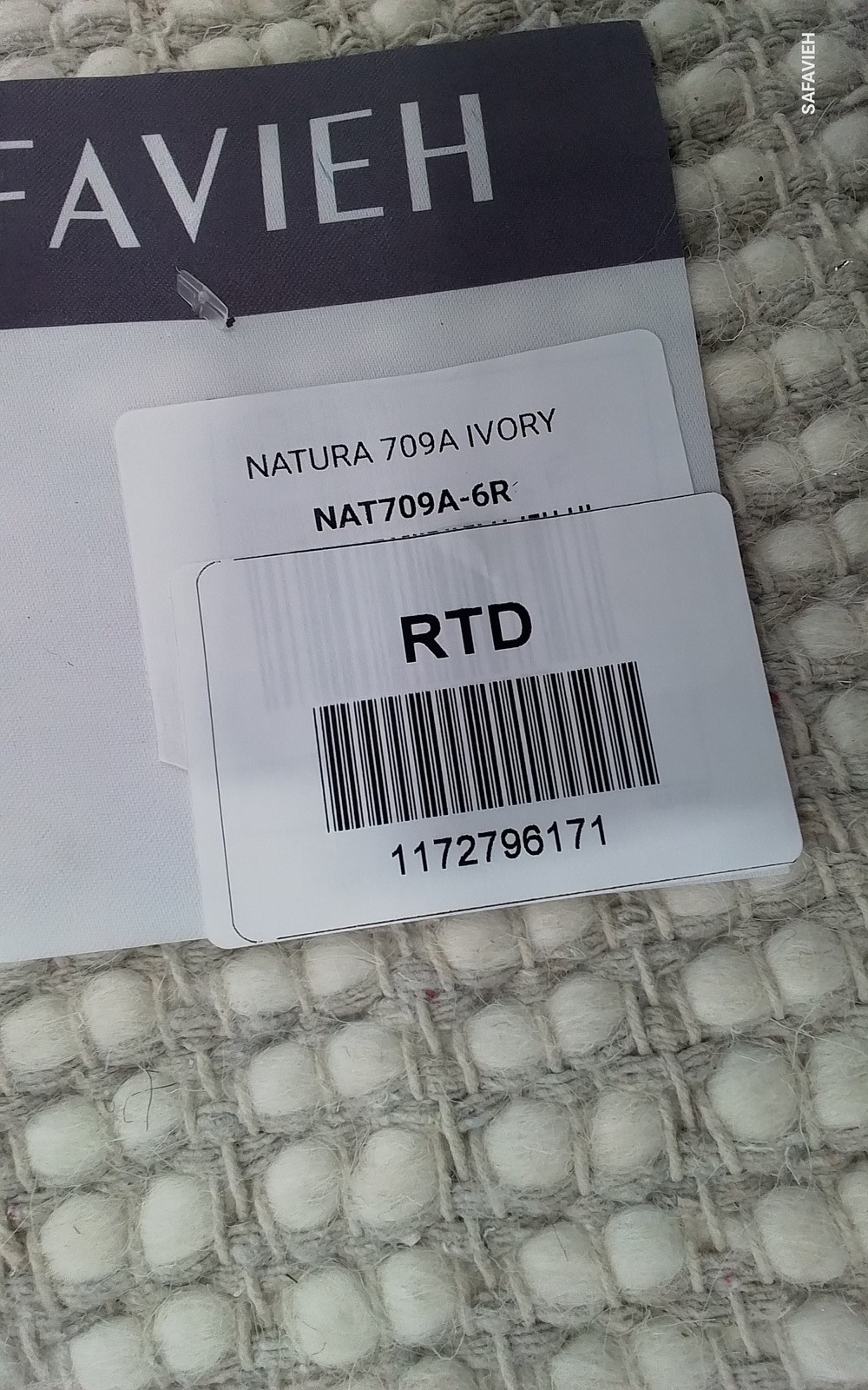 IVORY 6′-0″ x 6′-0″ Flaw in Rug, Reduced Price 1172796171 NAT709A-6R
