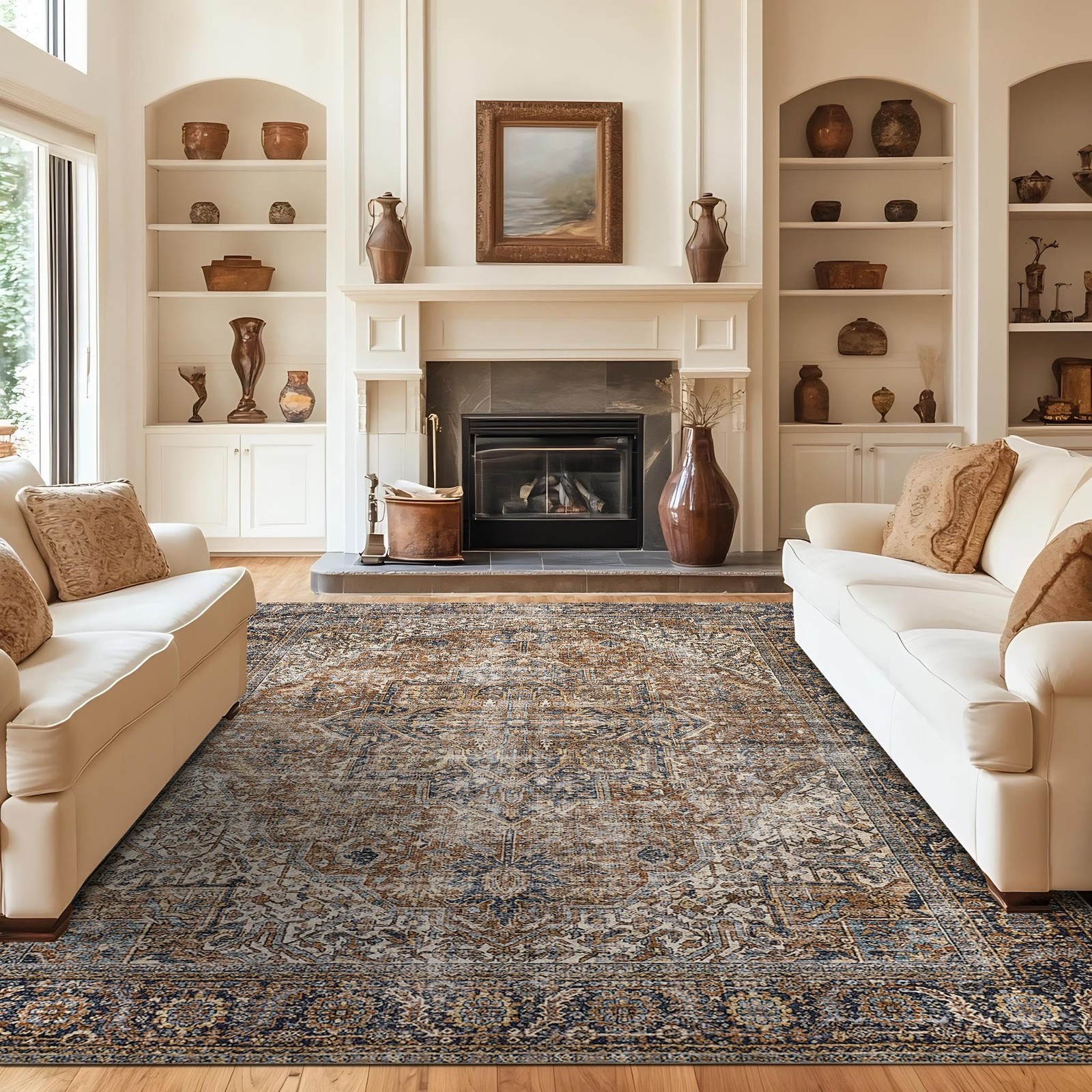 Bileehome Dining Room Rugs Under Table Washable Country Vintage Area Rug Living