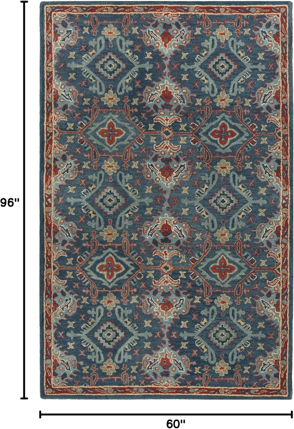 Handmade Heritage Collection 5′ x 8′ Oriental Wool Area Rug – Blue & Multi