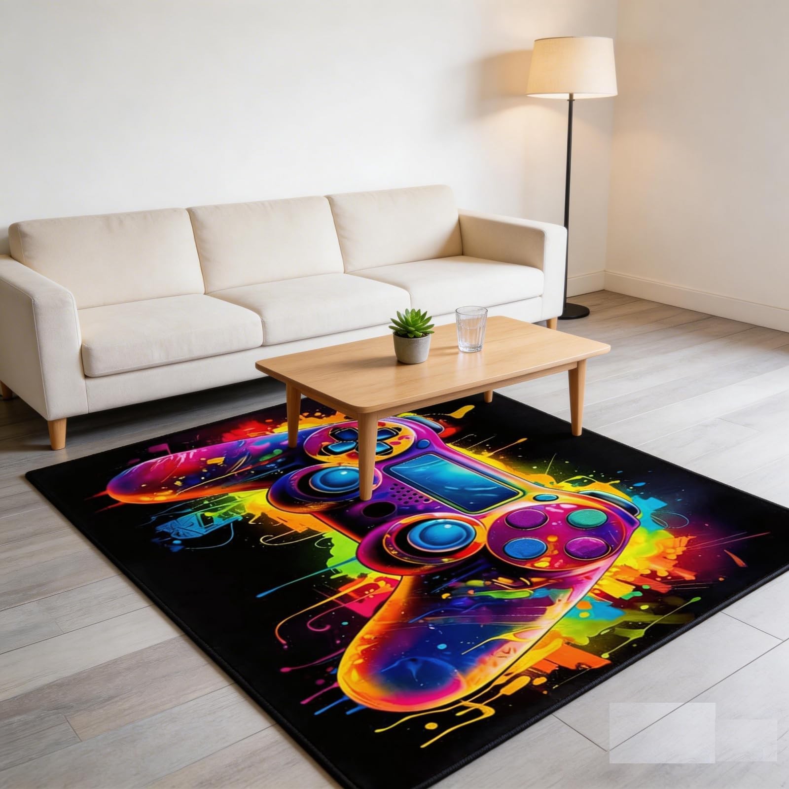 Teen Gamer Video Game Player Playroom Bedroom Area Rug Mat 63×47 Inch