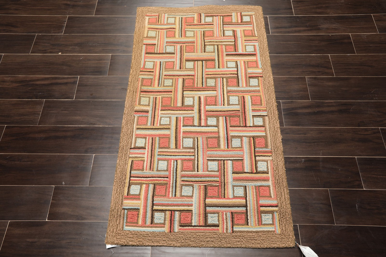 2’6”x4’6” Hand Hooked Wool Blush Modern Handmade Vintage Rug