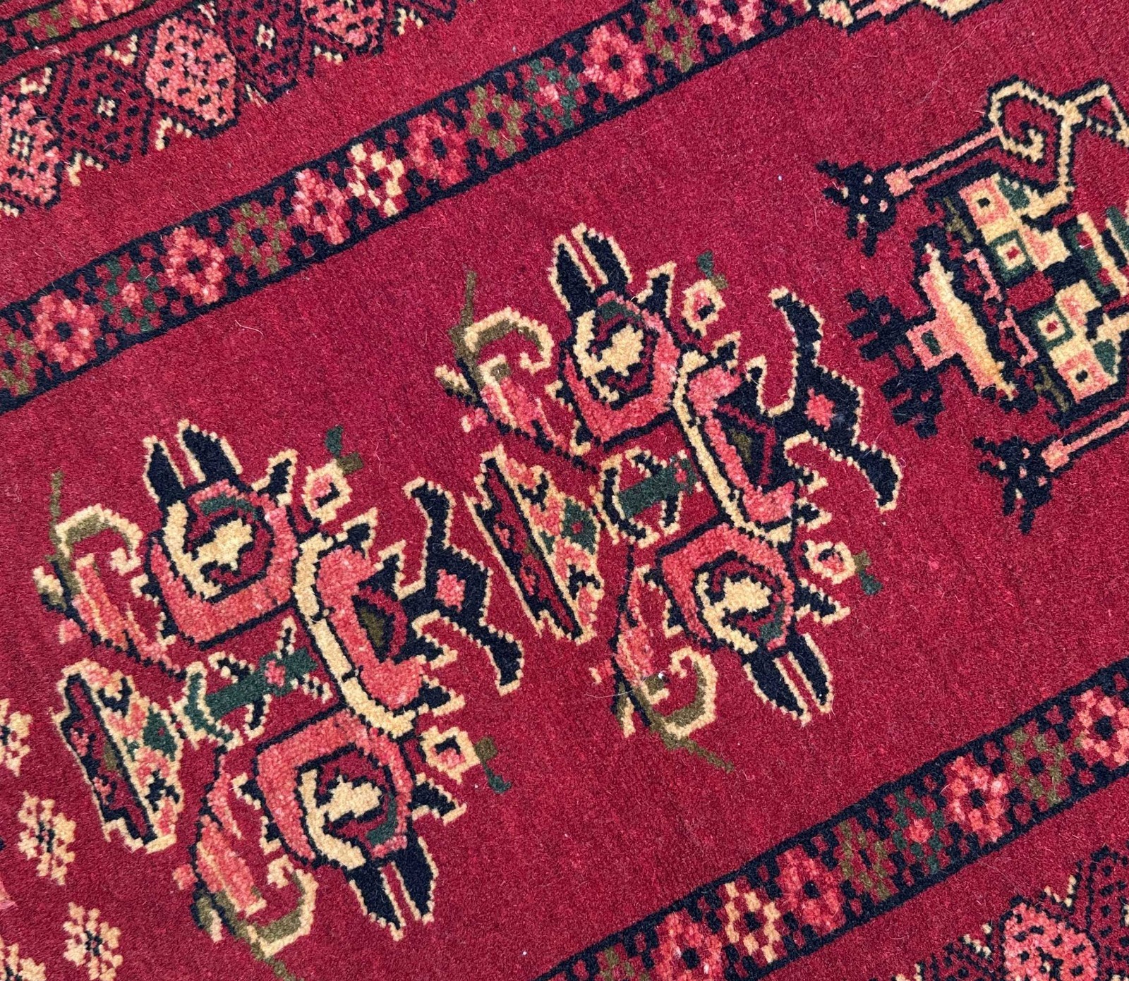 2×4 Vintage Afghan Baluchi Prayer Rug Hand Knotted Wool Red Tribal Belouch