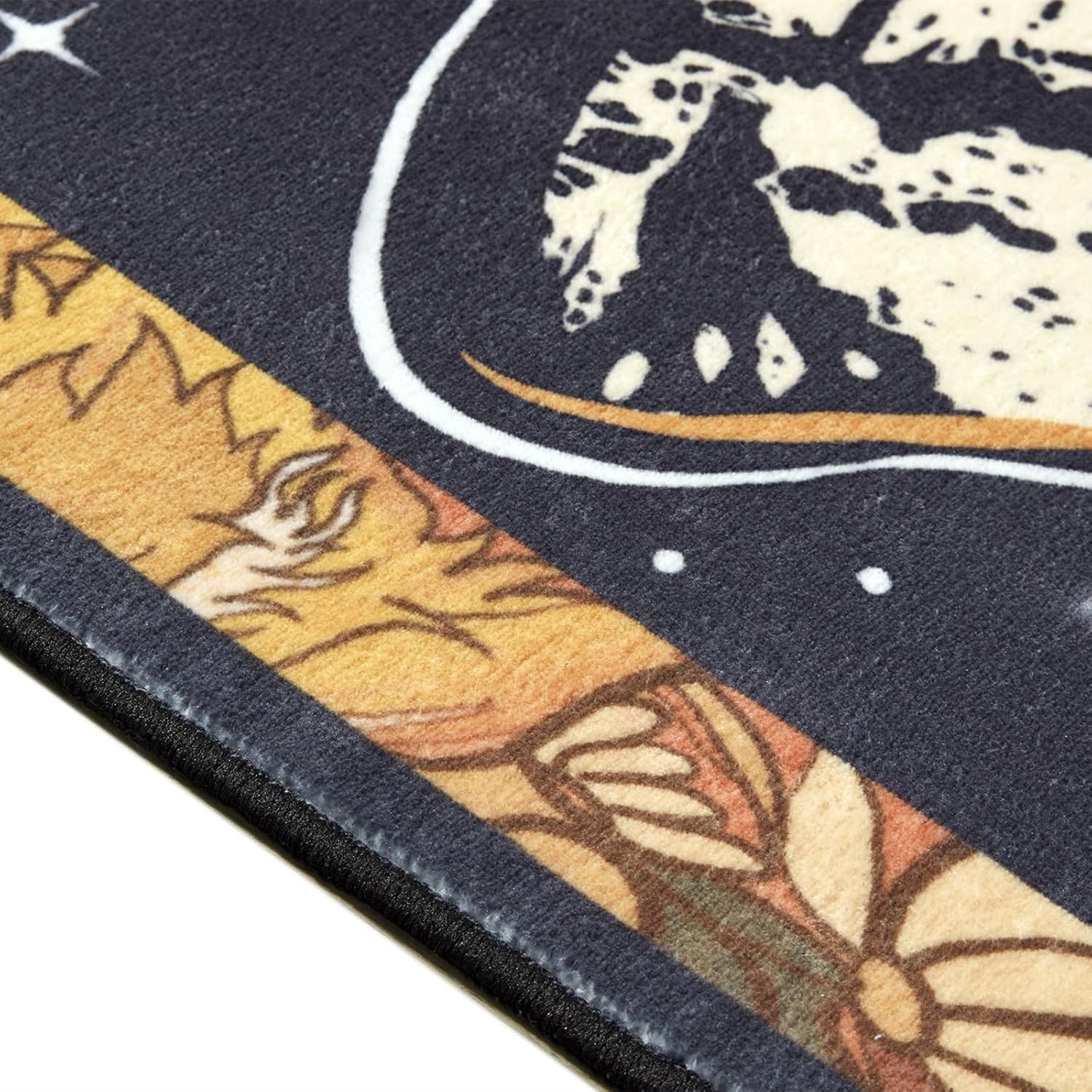 Washable Mystical Luna Moth Rugs Ultra Thin, Boho Moody Black Floral Aesthetic B