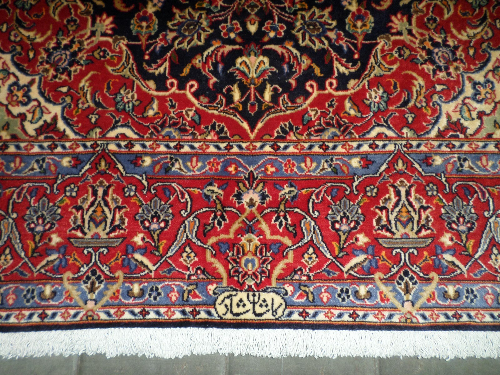 SUPER HAND-KNOTTED ORIENTAL WOOL KASHANN AREA RUG 4′ 8″ X 7′ 2″ SKU #P11714