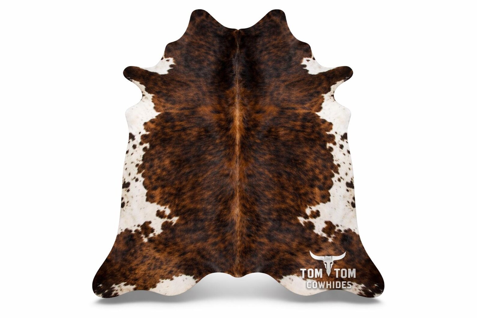 Cowhide Rug Brindle Belly, 7×6 ft, Natural Leather Leather