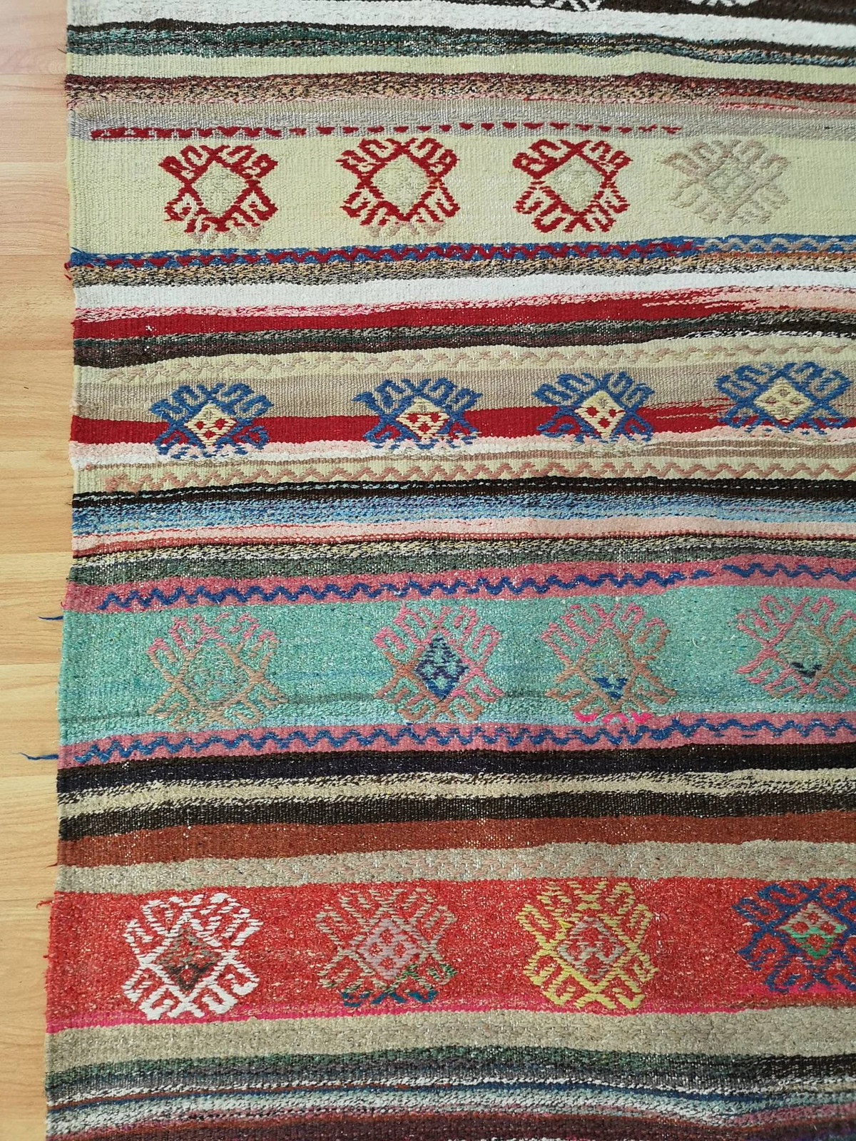Vintage Kilim Rug, Colorful Ethnic Oushak, 5.7 x 13.3 ft