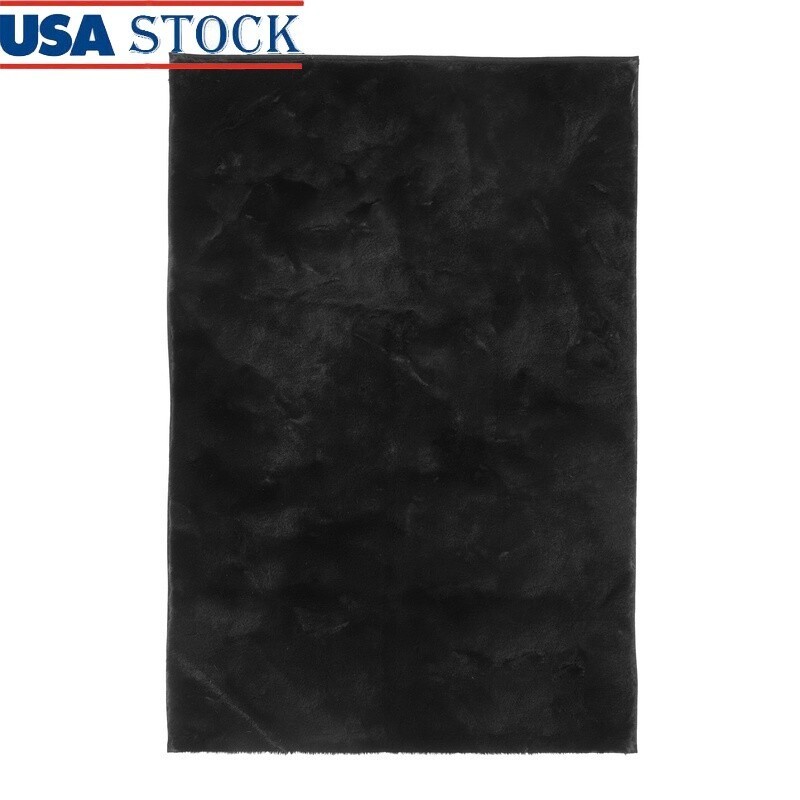 Soft Faux Rabbit Fur Area Rug Non-Slip Backing Living Room Bedroom Decor 30x46in