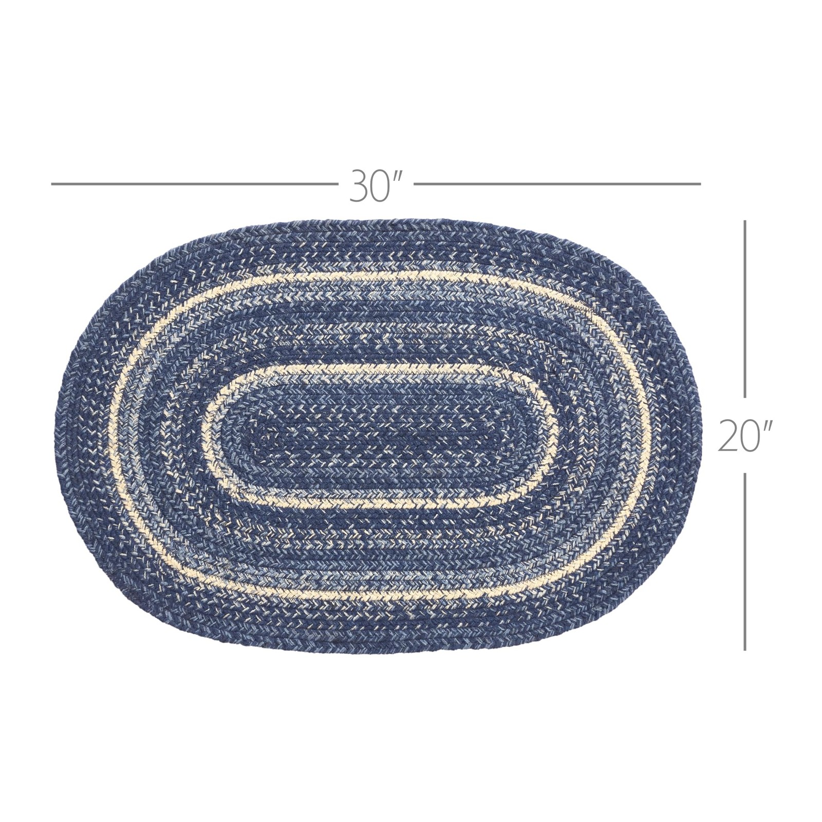 Great Falls Blue Rug with PVC Pad, Jute Blend, Oval, Blue White, 20×30 inches