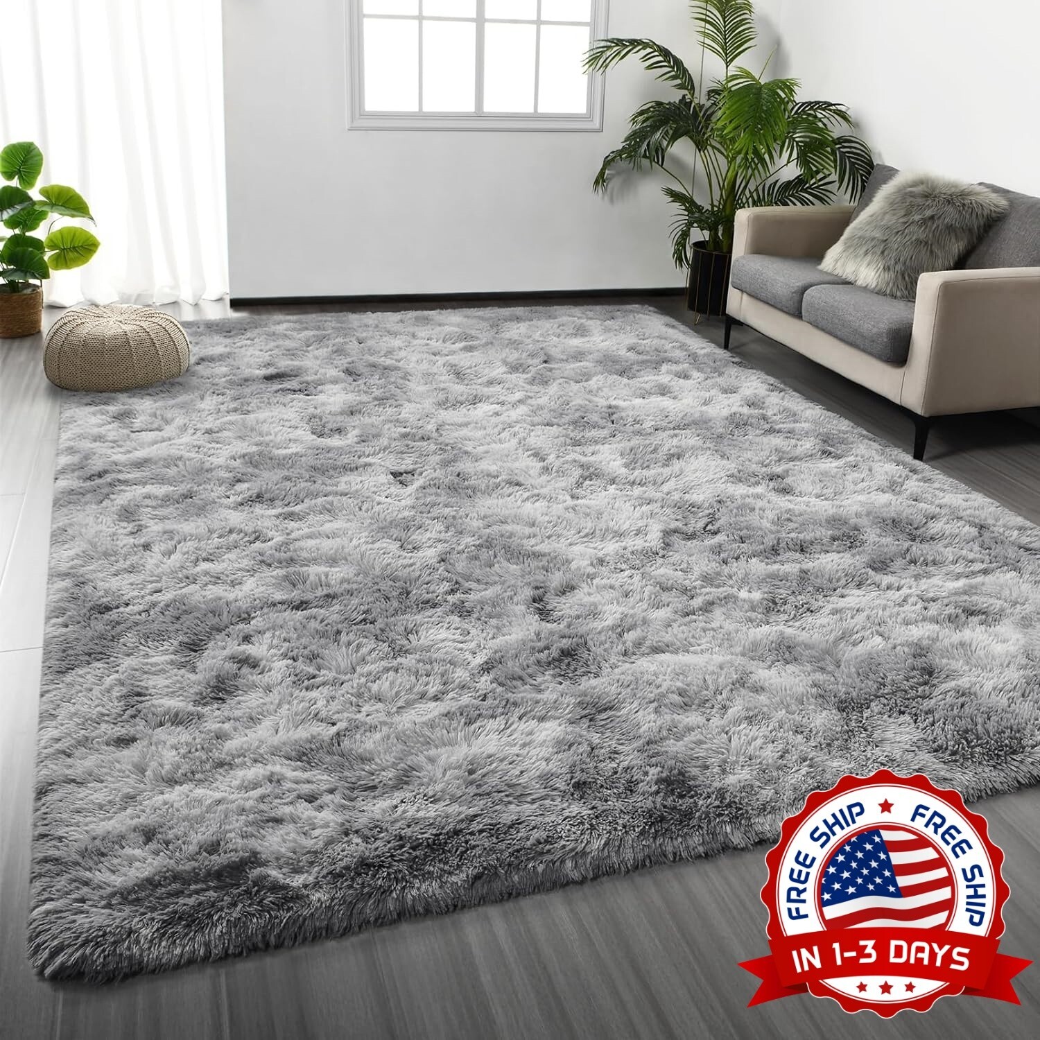 Alfombras de felpa teñidas con efecto tie-dye para sala de estar de 6 x 9 US NEW