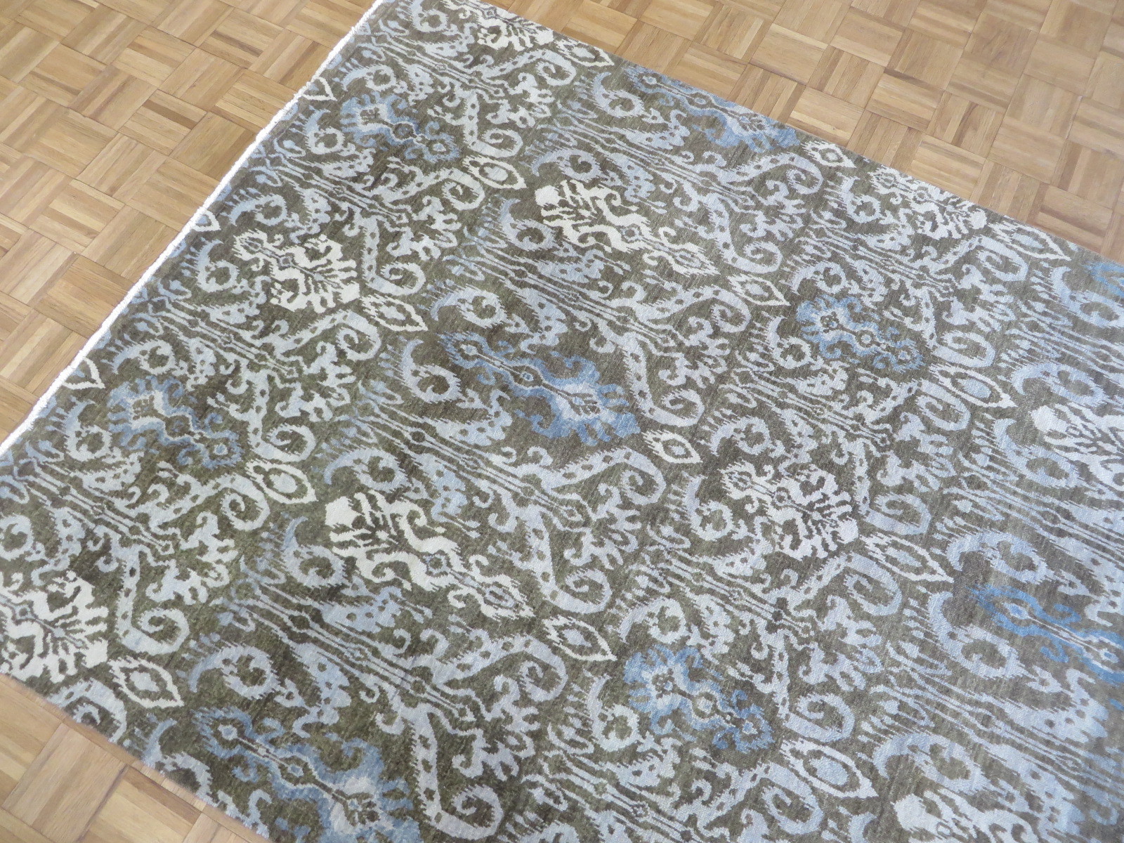 6 X 9’3 Hand Knotted Chocolate Brown Ikat Peshawar Oriental Rug G5213