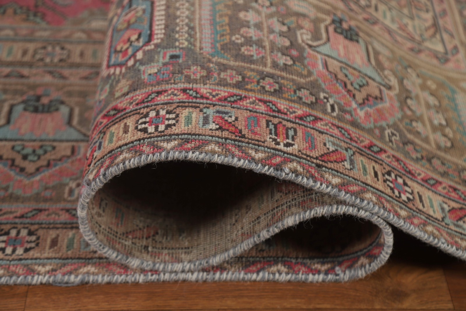 Geometric Wool Pink Area Rug 10×12 Medallion Hand-knotted Living Room Carpet