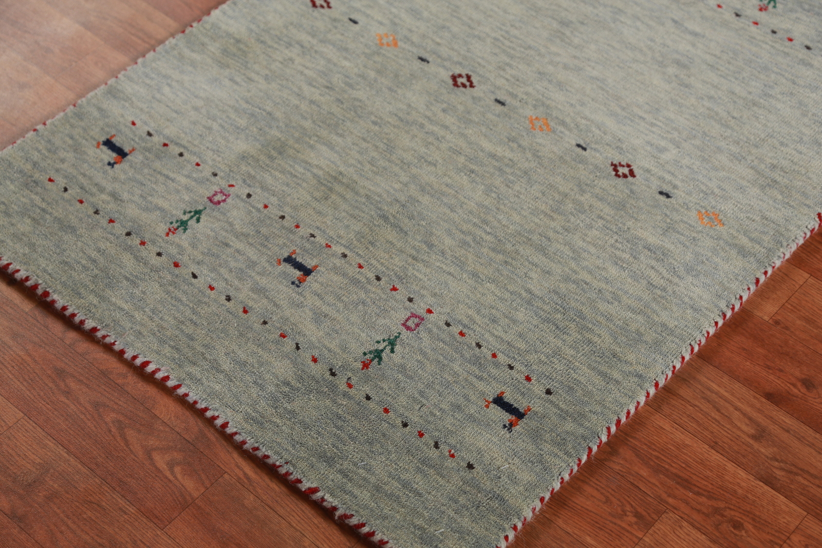 Tribal Handmade Wool Rug Gabbeh Green Carpet 3×6 ft.