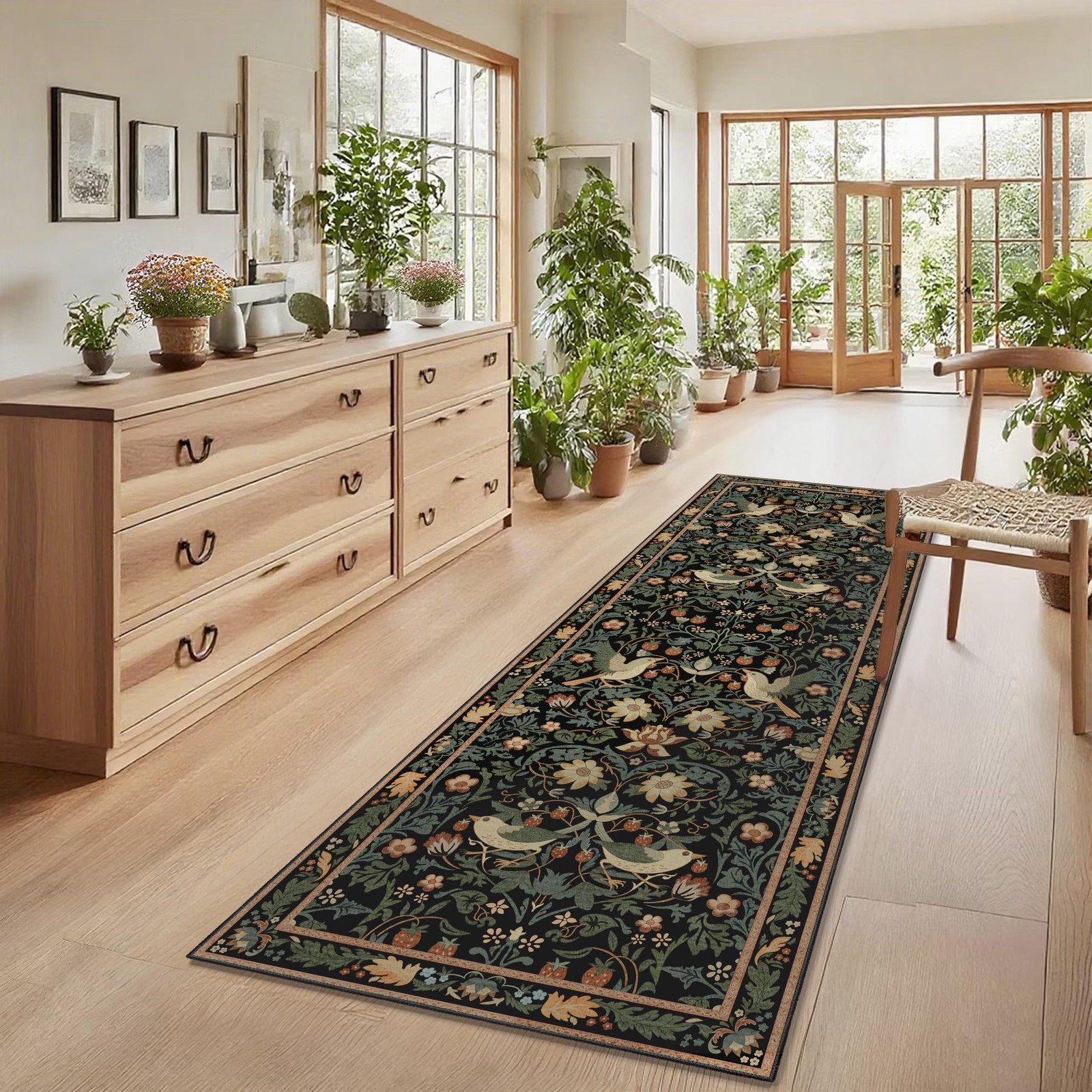 Black Washable Runner Rug 2×6 Long Boho Rug Runners for Hallways