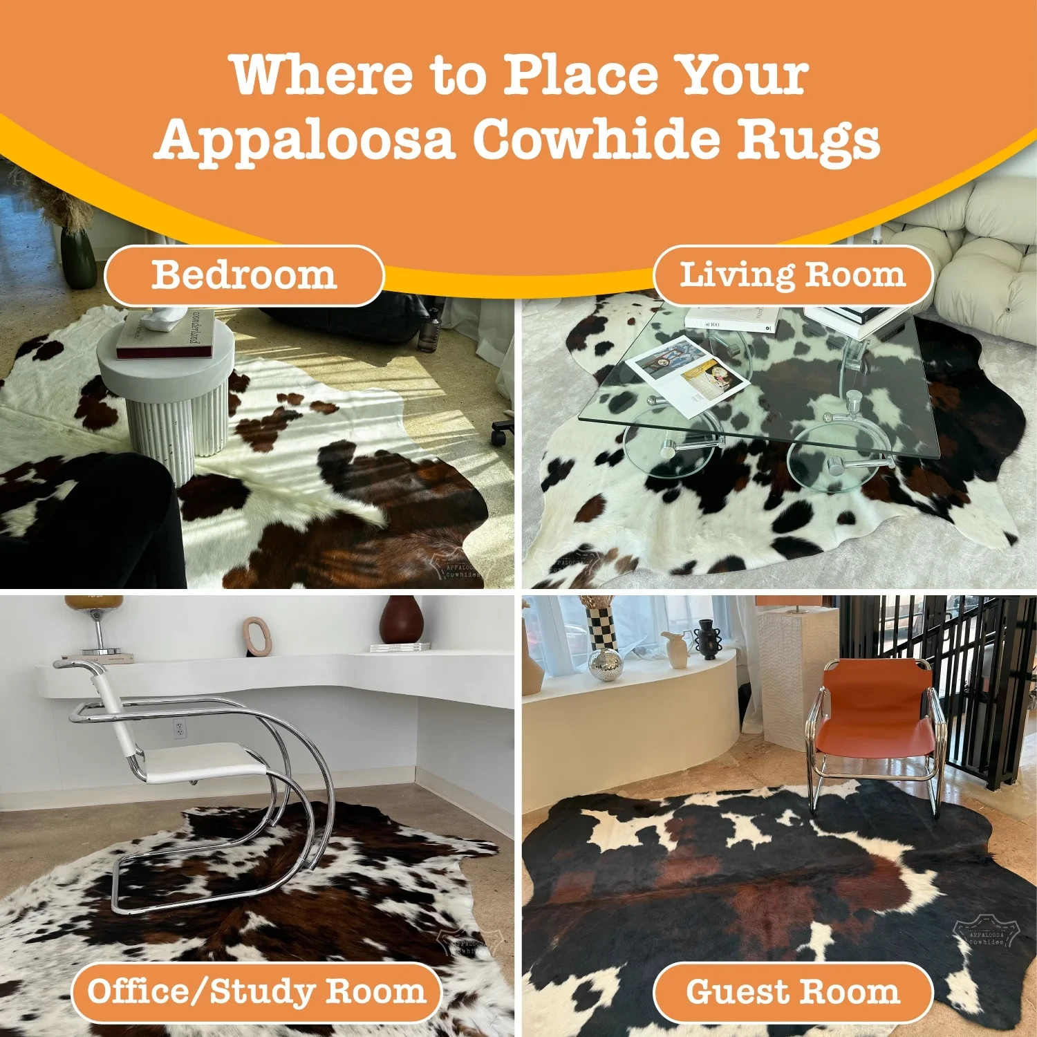 6×7 ft Tricolor Light Cowhide Rug – 100% Genuine Leather–Best Price Luxury Décor