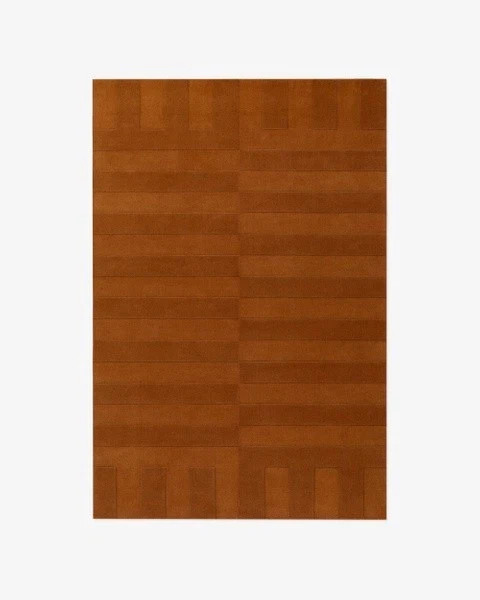 Nordic Knots Lux 2 Burnt Orange Rust Rug New Zealand Wool Hand-Tufted Plush Rug
