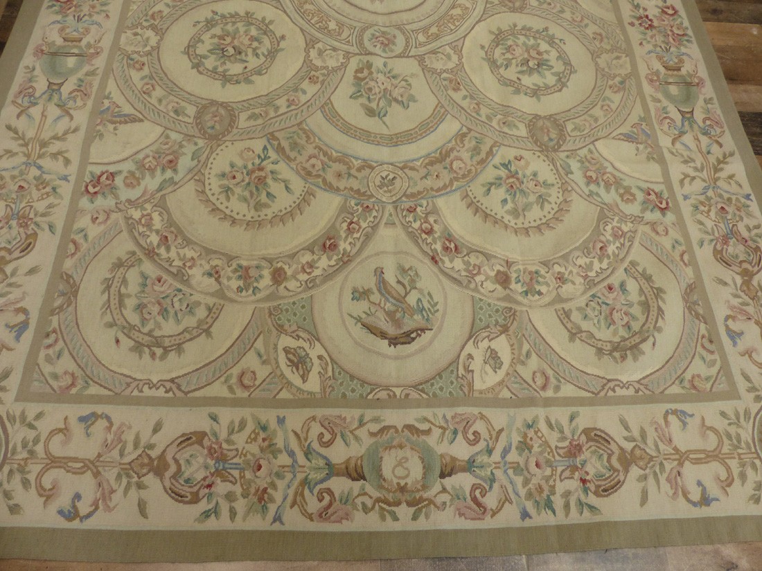 6’x9′ New Birds French Aubusson weave hand knotted wool Needlepoint area rug
