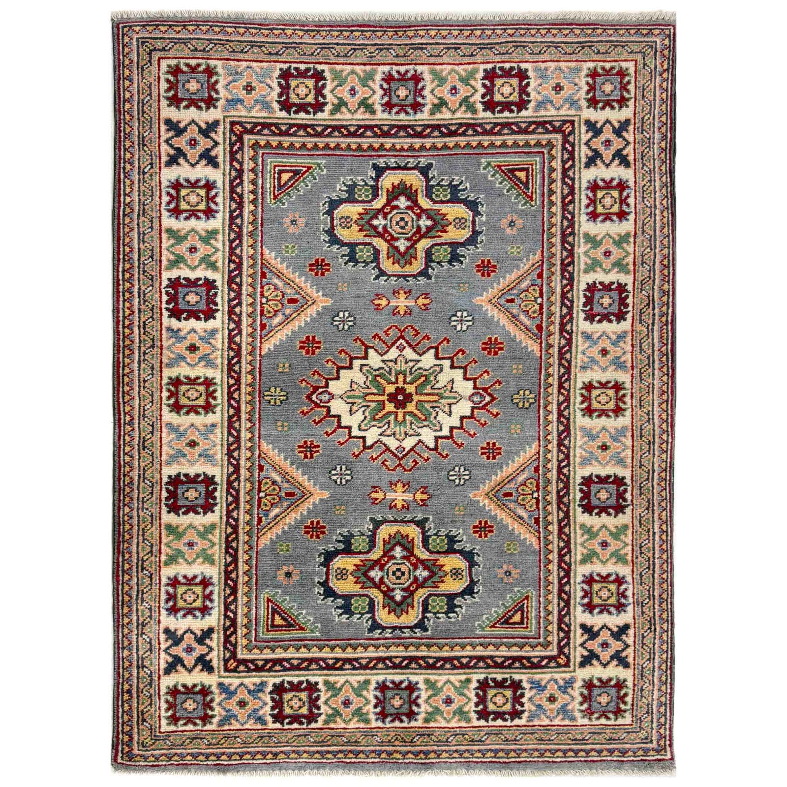 Kazak Rug Oriental Carpet 3’2×4’5 Ft, Traditional Afghan Rug Handmade Rug R37524