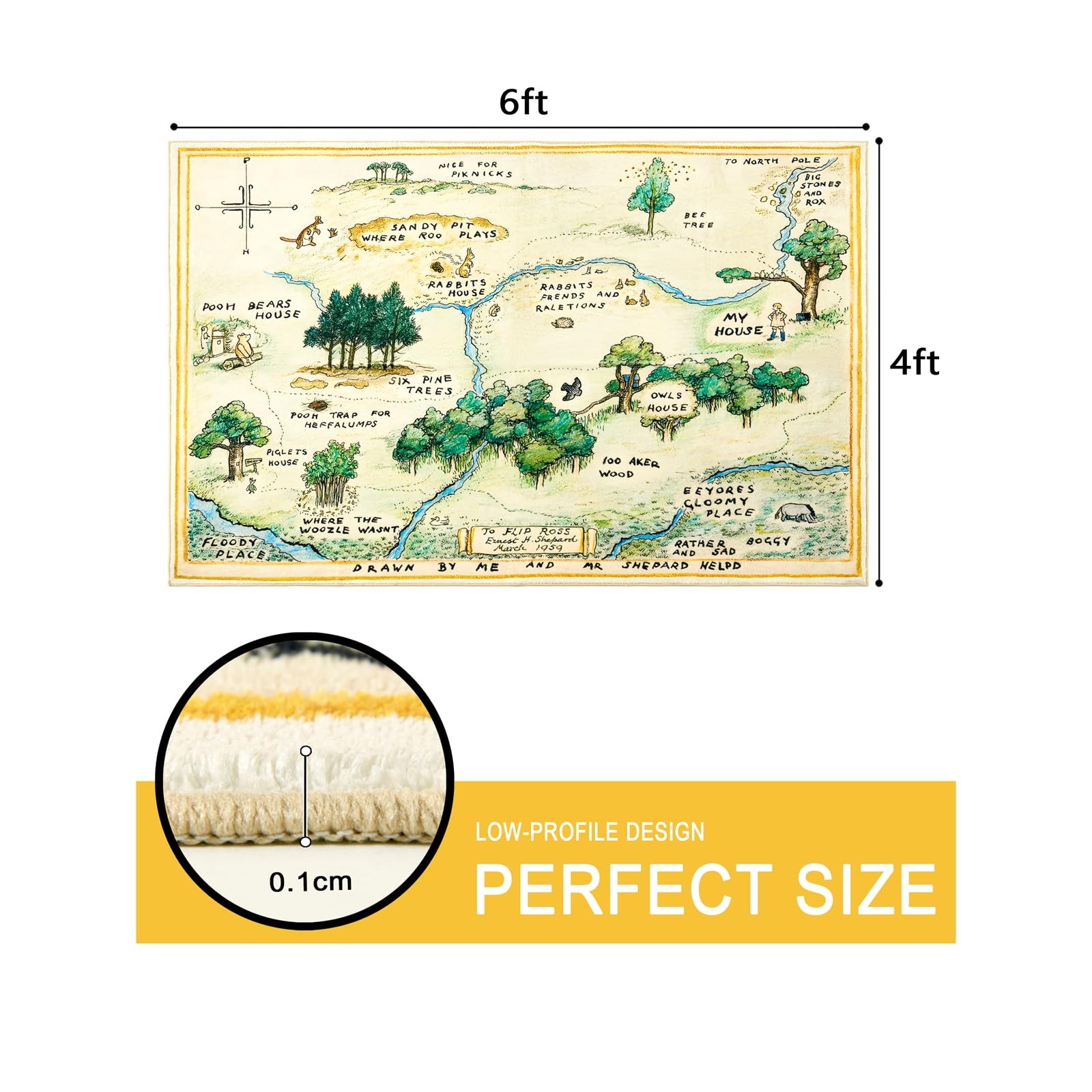Estmy 4×6 Cute Woodland Nursery Rugs for Girls Boys Neutral Non Slip Washable, S