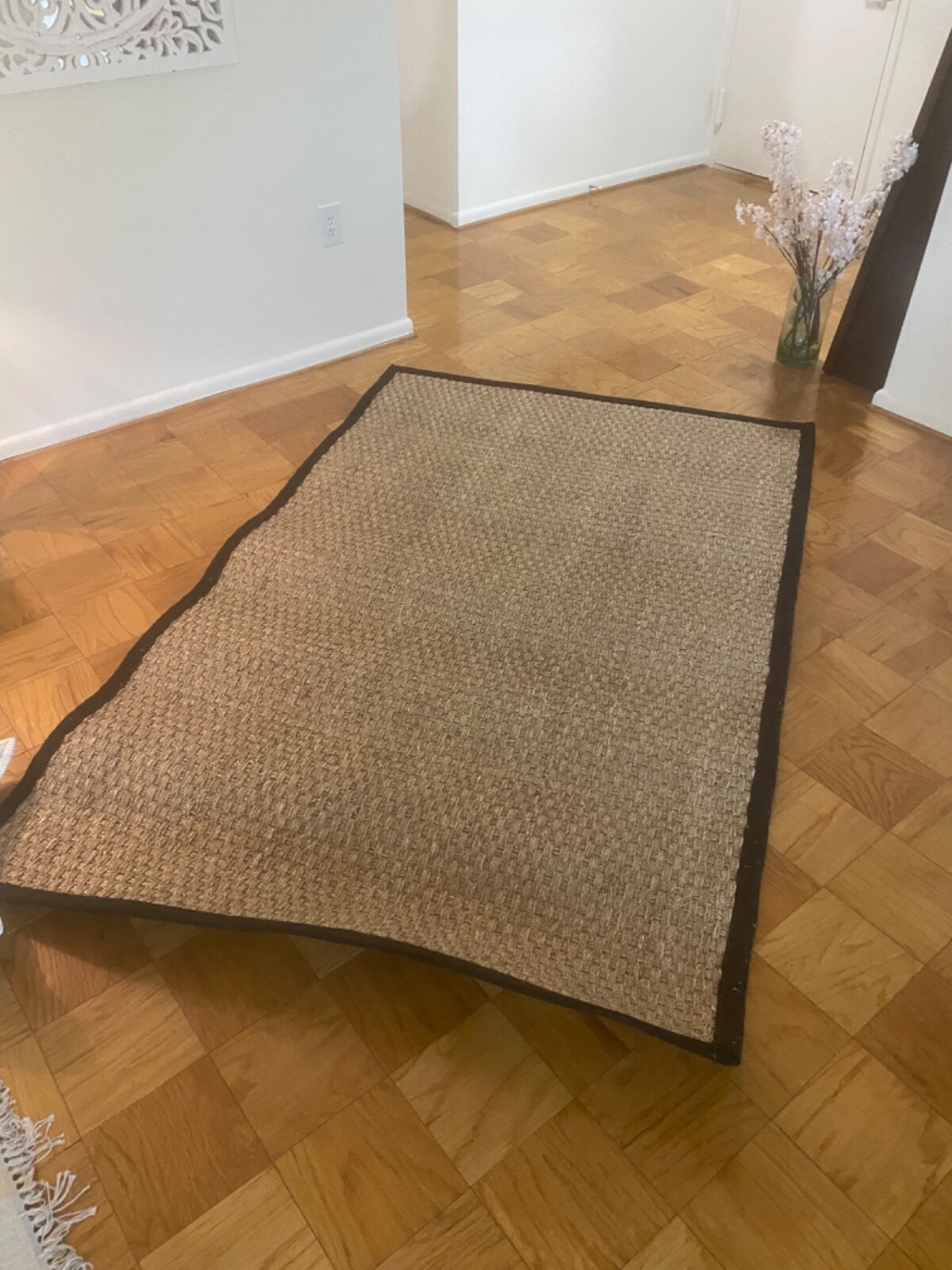 Set of 4 Sisal Rugs with black border