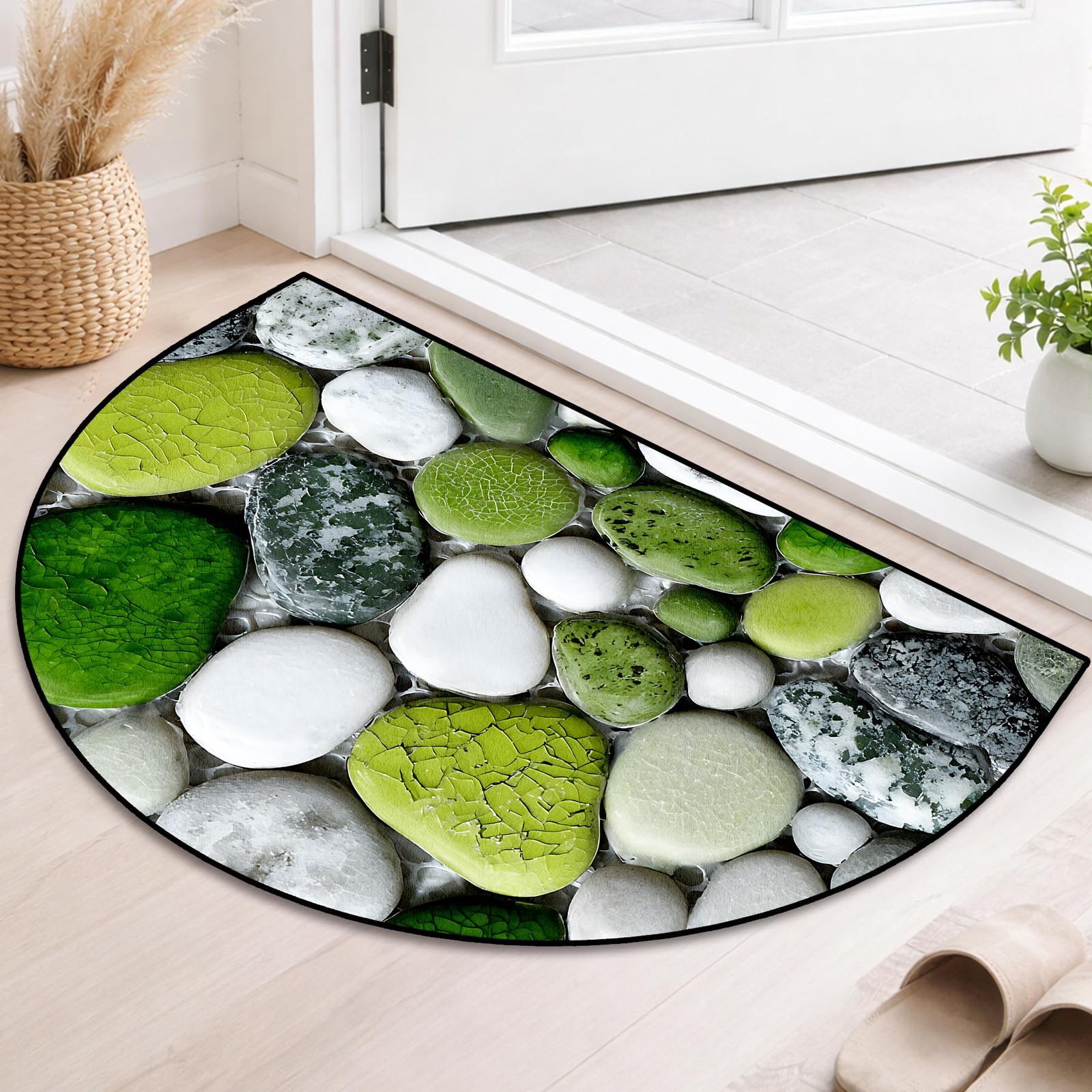 BVBOX Half Round Area Rug 24″×36″ – Soft Washable Indoor Carpet Outdoor Doorm…