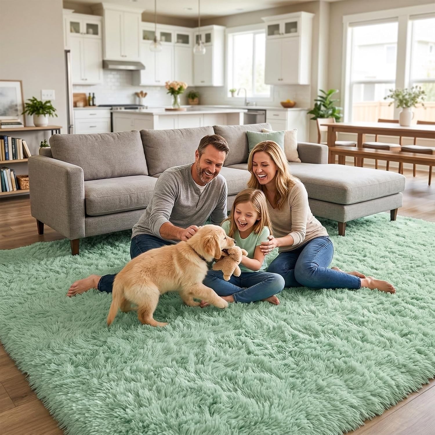 3×5 Feet Soft Plush Green Area Rug – Hypoallergenic & Machine Washable Decor