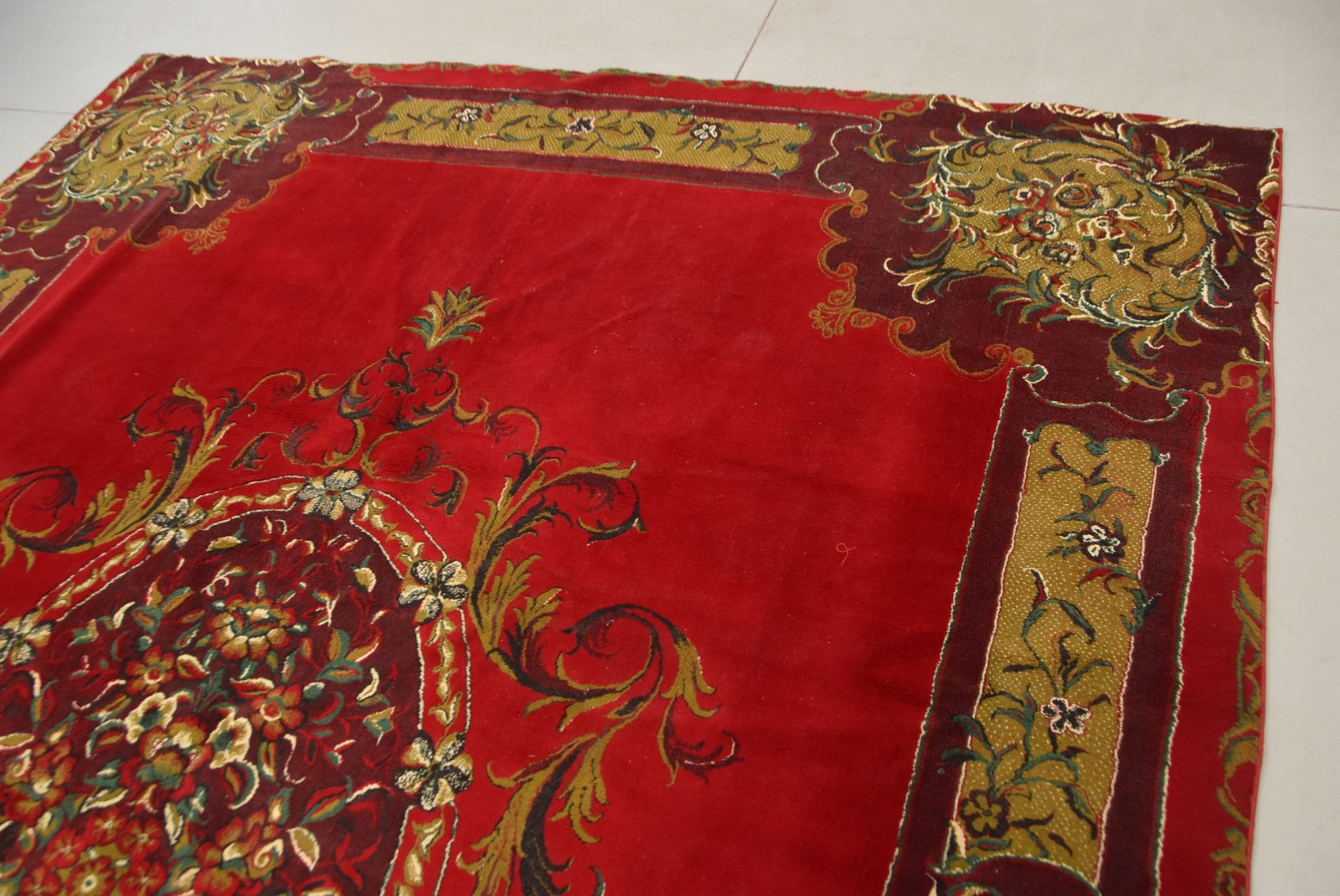 Rug, 9×12,3 ft Vintage Rug, Red Oriental Rug Wool