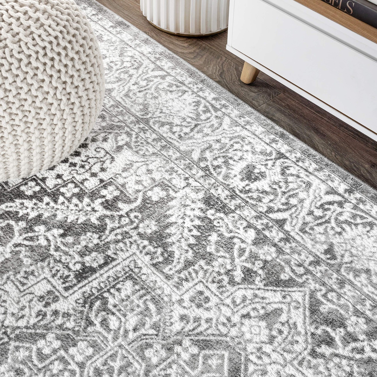 Light Grey Rectangular Area Rug 5X3 Durable Pet Friendly Soft And Easy Care
