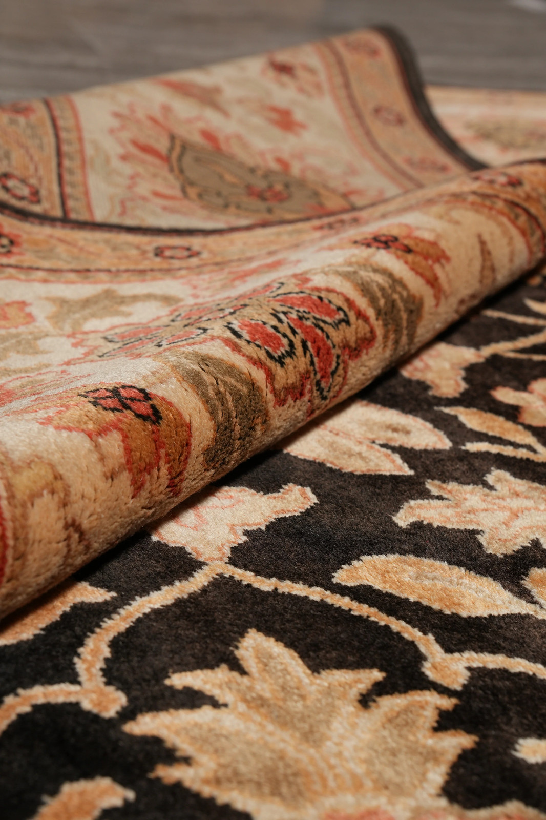 9 x 11.5 Hand-Knotted New Zigler Rug Black #F-4522