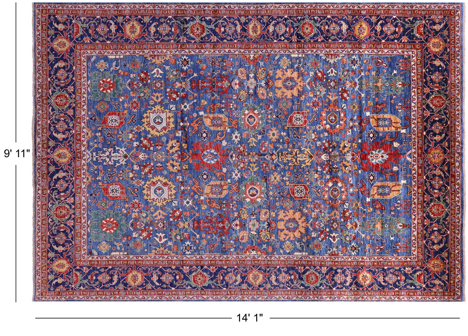 Blue Heriz Serapi Handmade Wool Rug 9′ 11″ X 14′ 1″ – Q22803