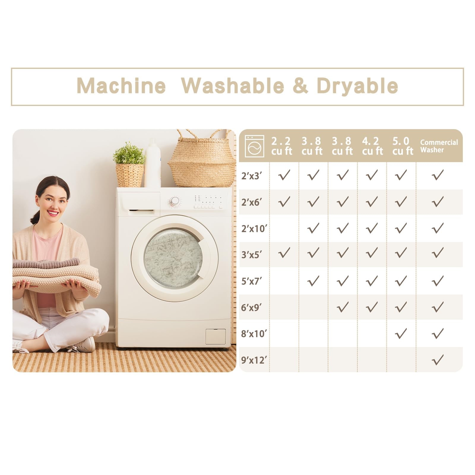 Washable Rugs 8×10 Area Rugs for Living Room Bedroom Dining Room Carpet Ultra