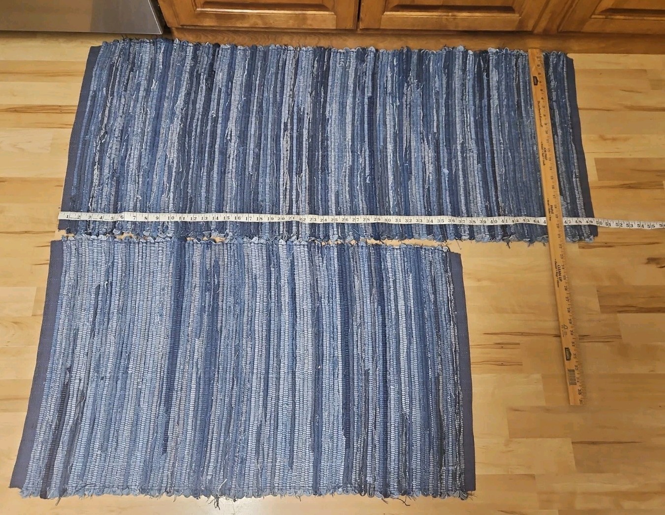 Set Of 2 Handmade Denim Rag Rugs Machine Washable Made In USA