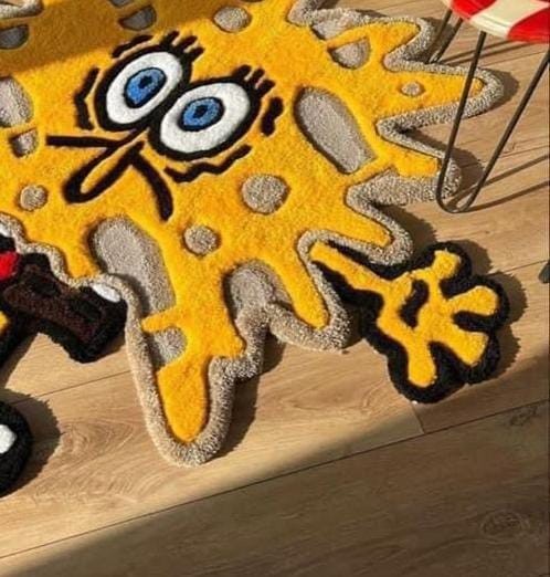 Cartoon-Inspired Melting Sponge Character Rug Bringing Humor Kid friendly Rug