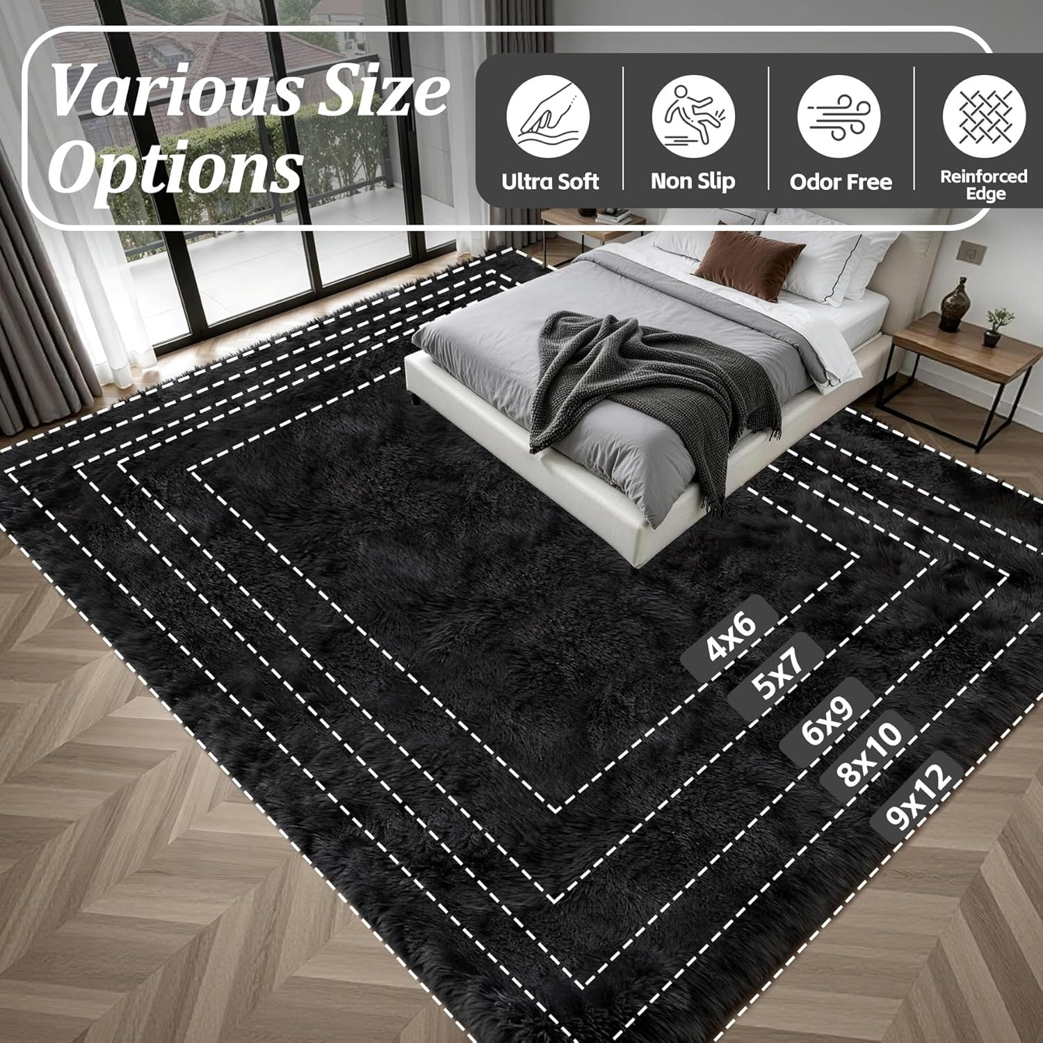 Fluffy 5X7 Area Rugs for Living Room Bedroom: Ultra Soft Shag Rug Non-Slip Non-S