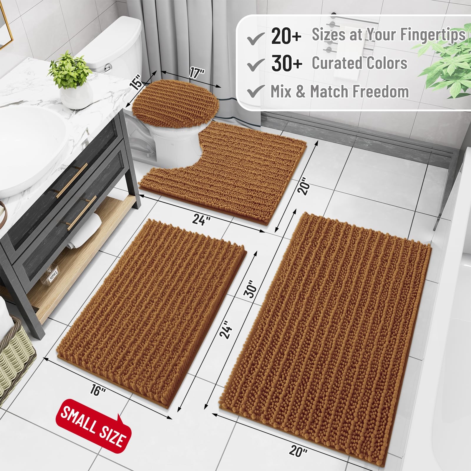 Arotive Luxury Chenille Bath Mat Rug – Extra Soft, Thick, Absorbent, Shaggy, 47x