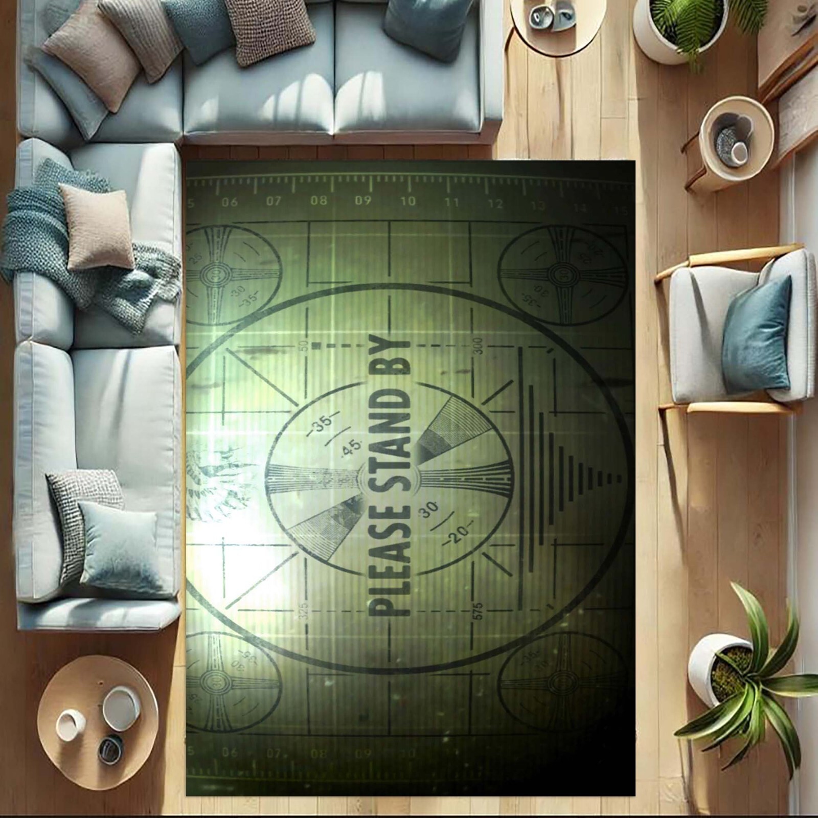 Please Stand By Rug, Gamer Decor, Retro TV Halı, Video Game Carpet, Gaming Room