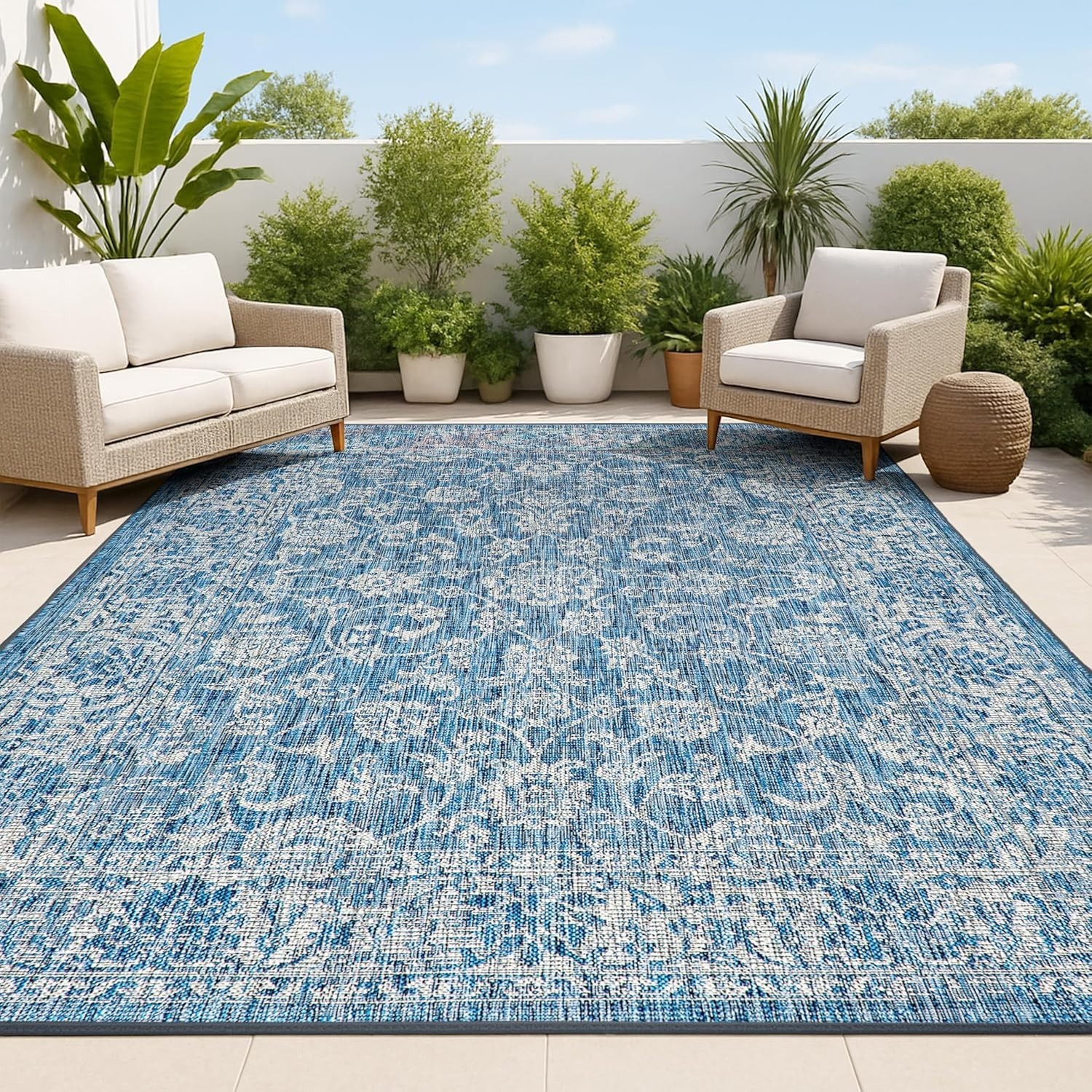 Bohemian Textured 3X5 Indoor/Outdoor Rug – Perfect for High Traffic Areas